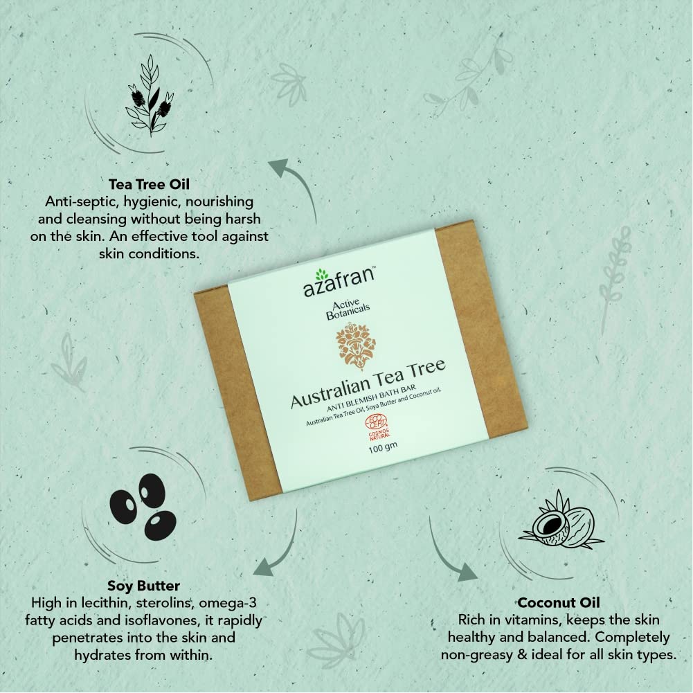 Handmade Artisanal Anti Blemish Bath Bar with Australian Tea Tree extract. 100g