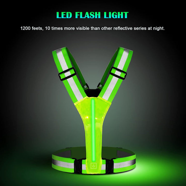 LED Reflective Vest Running Gear, USB Rechargeable LED Light Up Vest High Visibility with Adjustable Waist/Shoulder for Jogging Running Cycling Walking Motorcycle