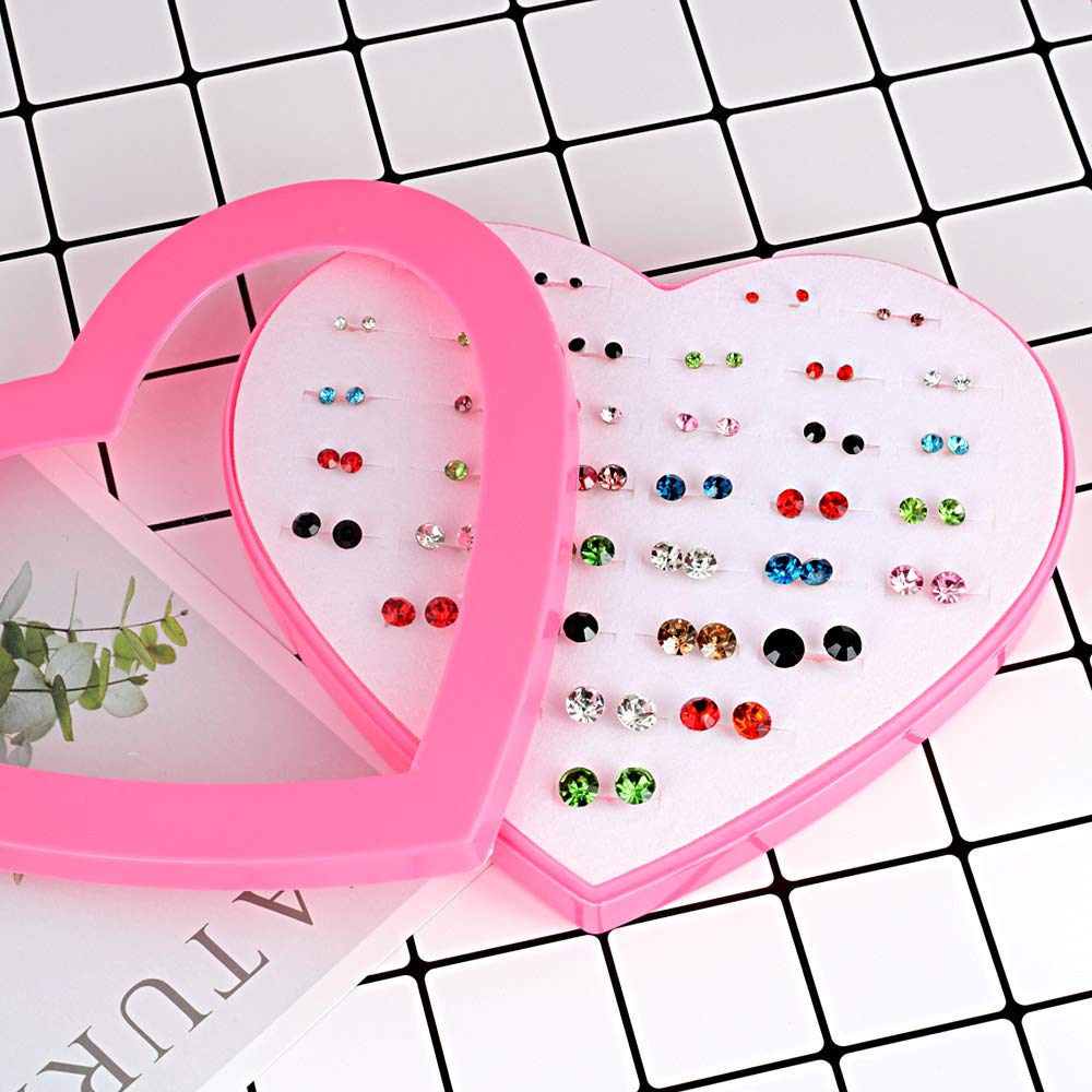 16G 72PCS Universal Zircon Plastic Silcone Anti-Allergy Studs Ear Nail Ear Needle Mixed Color Set Earrings Set for Women