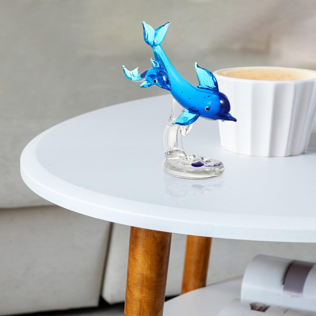 Garneck Dolphin Decor Crystal Glass Dolphin Figurine St