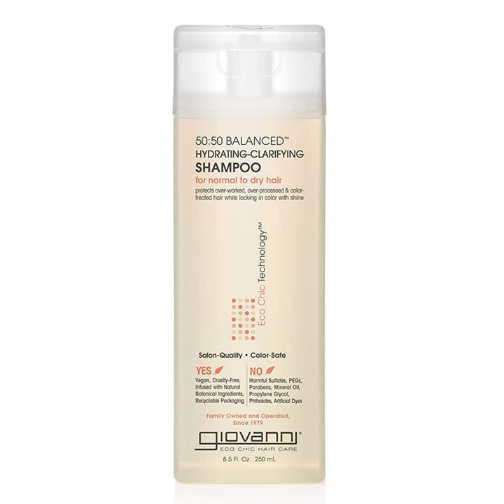 ECO CHIC 50:50 Balanced Hydrating Clarifying Shampoo - Leaves Hair pH Balanced for Over-Processed Hair, Provides Moisture &amp; Protection, Salon Quality, No Parabens, Color Safe - 8.5 oz