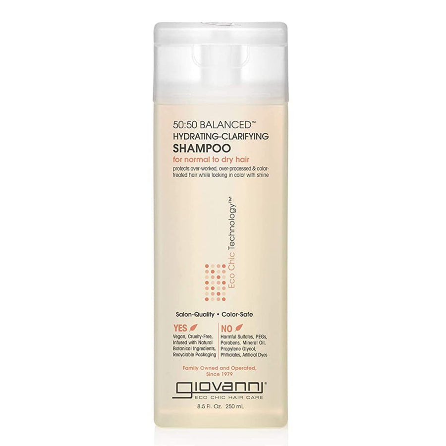 ECO CHIC 50:50 Balanced Hydrating Clarifying Shampoo - Leaves Hair pH Balanced for Over-Processed Hair, Provides Moisture & Protection, Salon Quality, No Parabens, Color Safe - 8.5 oz