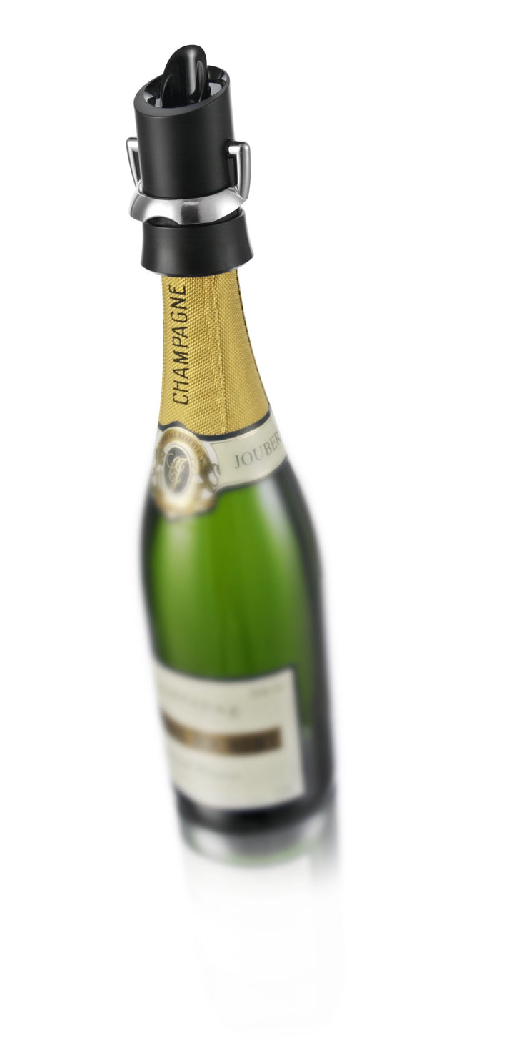 Champagne Stopper &amp; Server - Black - 2-in-1 Stopper and Pourer - Preserve Bubbles for Up to a Week with Airtight Seal - Premium Champagne Bottle Stopper &amp; Non-Drip Pouring