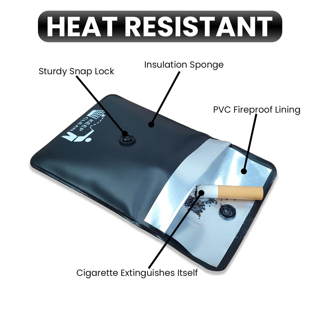 Ashtrays for Cigarettes Pocket Ashtray Pouch - Pack of 4 Premium Fireproof PVC Smell Proof Portable Ashtray Outdoor Butt Disposal Bag Cool Travel Ashtray Cute Fancy Ash Tray Black and White