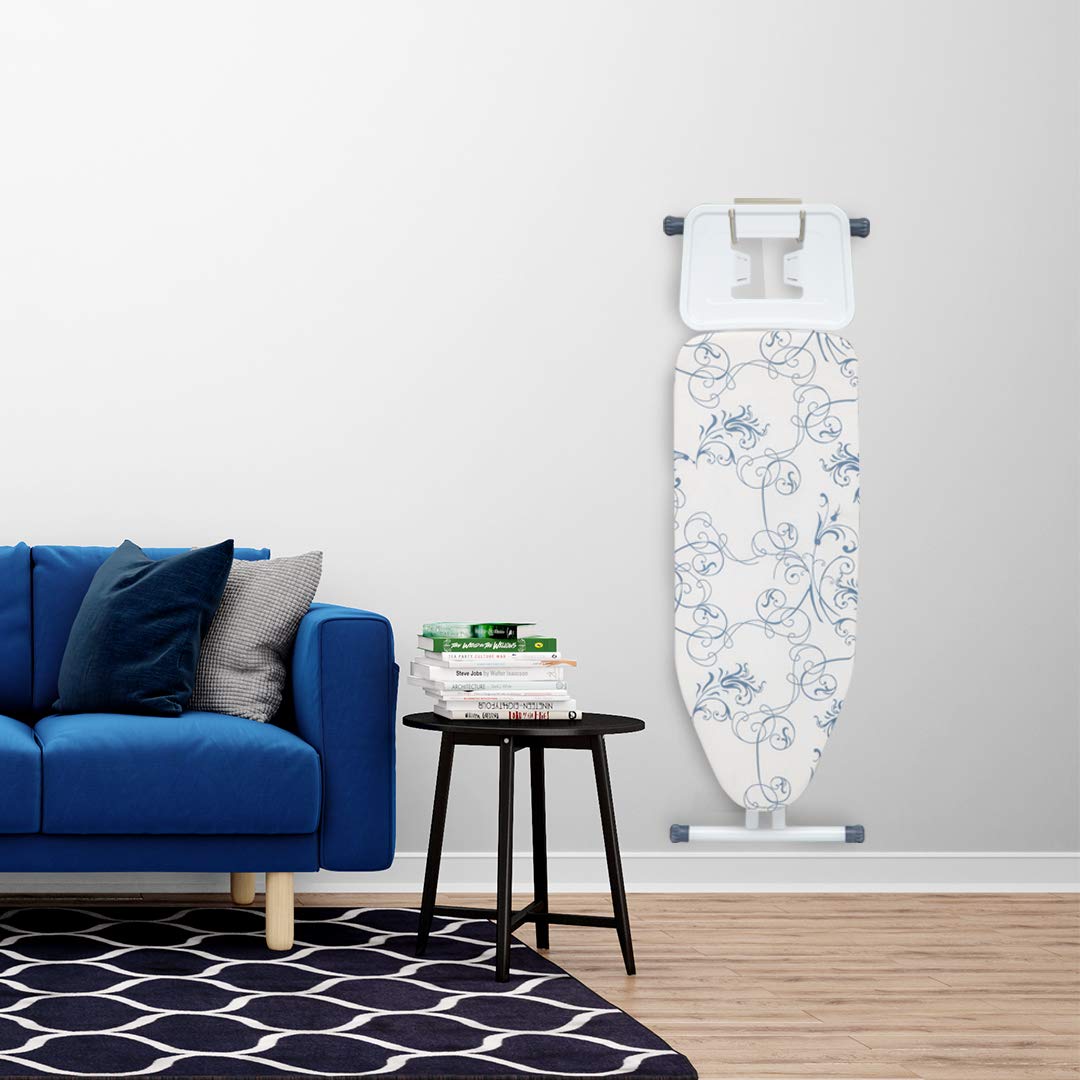 Wall Mount Ironing Board Hanger and Holder, Holder Organizer Wall Rack for Laundry Rooms (White)