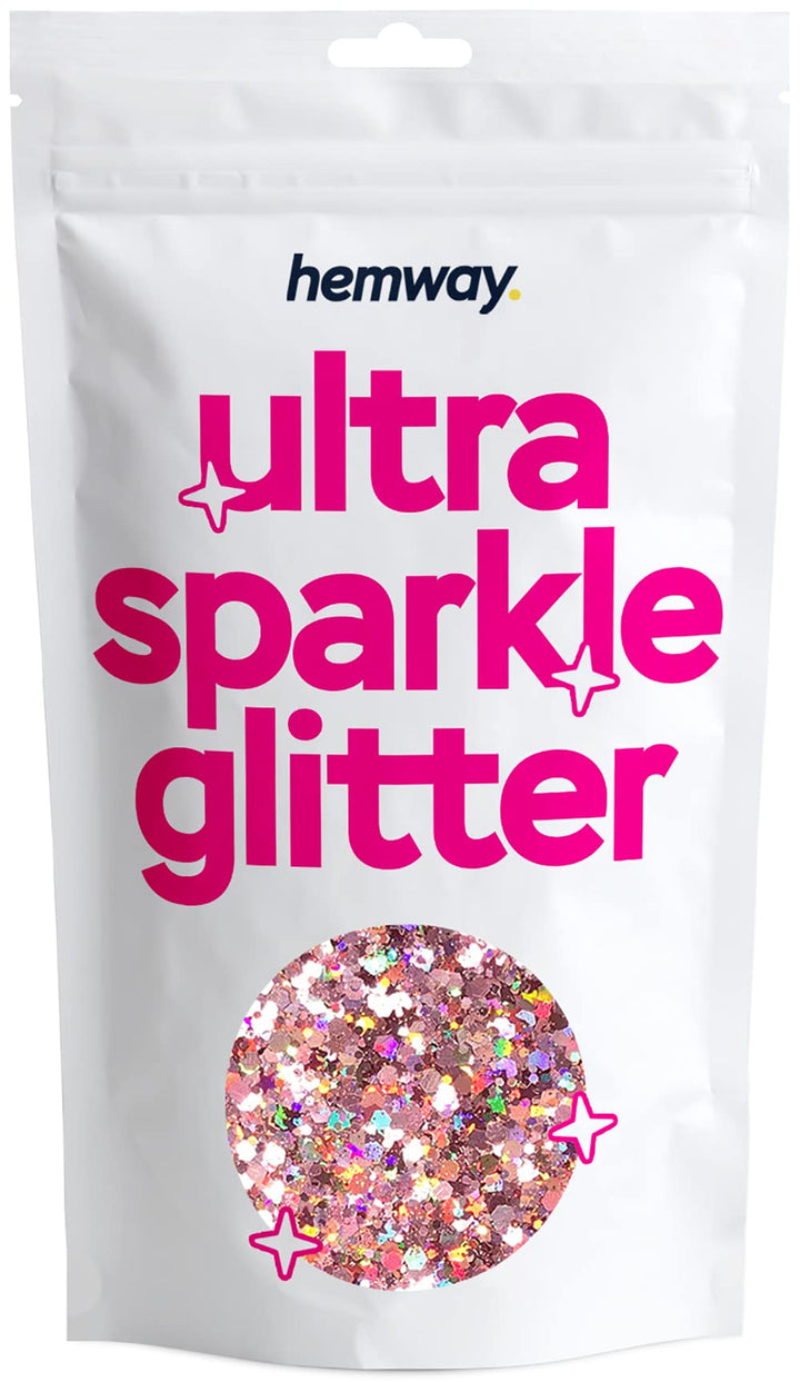 200Ml / 100G: Rose Gold Holographic Mix Glitter Chunky Multi Purpose Dust Powder Arts &amp; Crafts Wine Glass Decoration Weddings Flowers Cosmetic Face Eye Body Nails Skin Hair