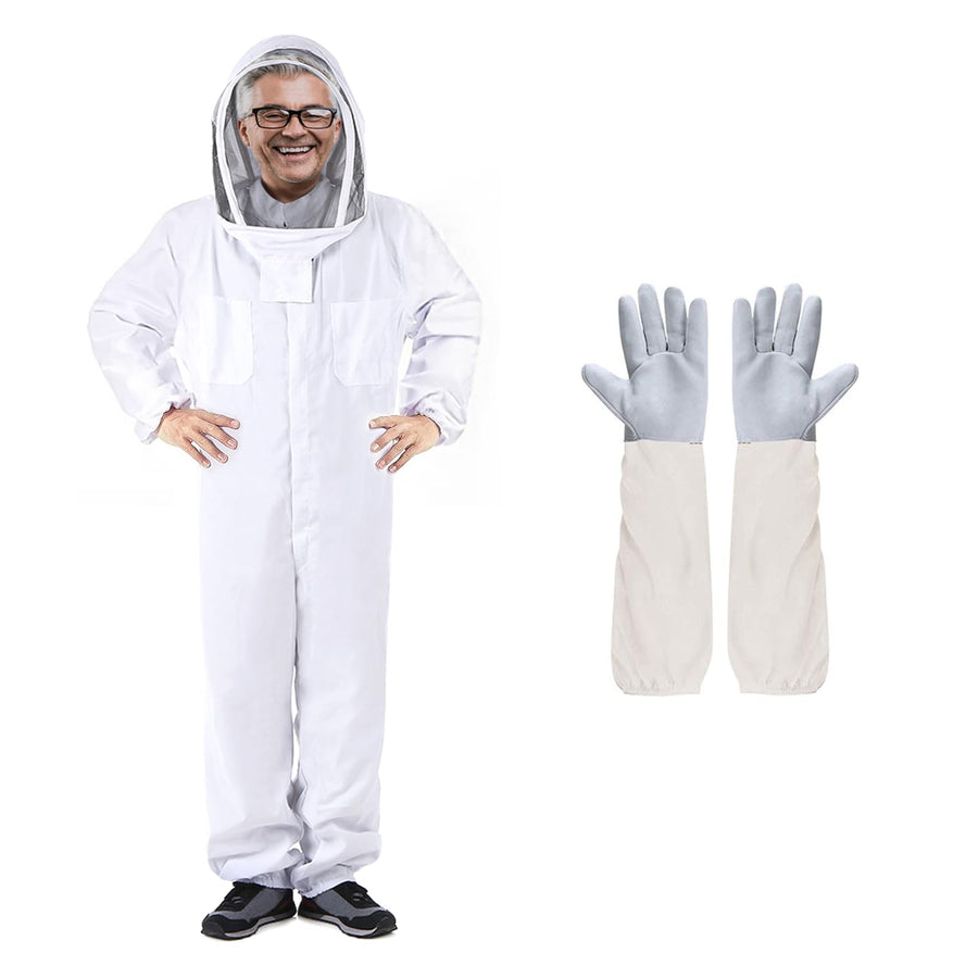Professional Bee Suit for Men Women, Beekeeping Suit Beekeeper Suit with Glove &Ventilated Hood, Multi-Size Bee Outfit for Backyard and Bee Keeper