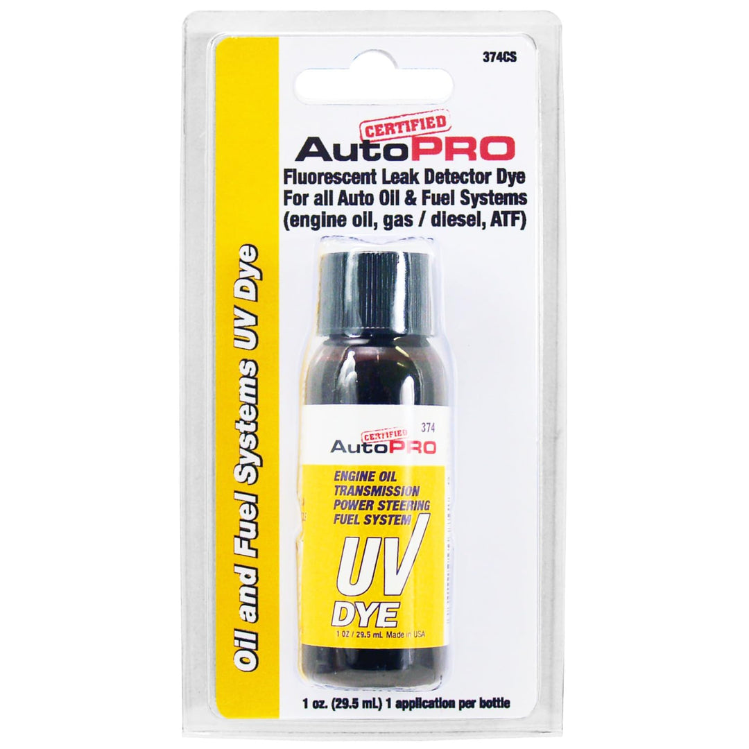 Certified Auto Pro Oil and Fuel System UV Dye Leak Detection for Cars &amp; Trucks &amp; More, 1 Oz, 374CS, Universal