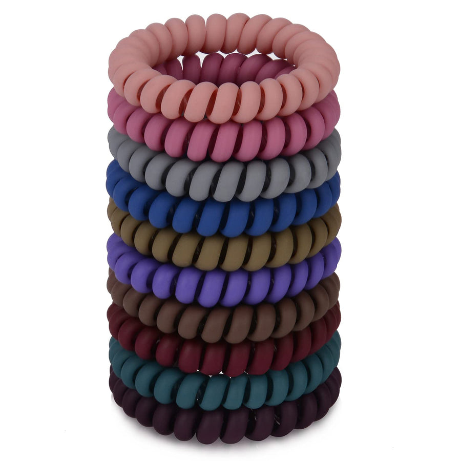 Spiral Hair Ties, 10 Pcs Hair Accessory for Girls Women Ladies, Color Assorted, Set 6