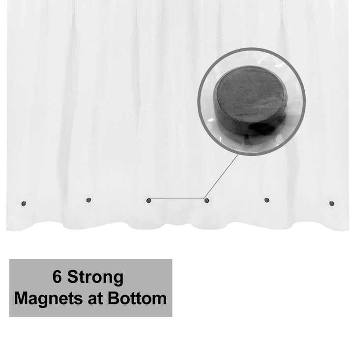 Clear Shower Curtain Liner 82 Width by 74 Height with Free Hooks - 6 Bottom Magnets, Waterproof PEVA, 12 Metal Grommets Curtain PEVA, 82x74