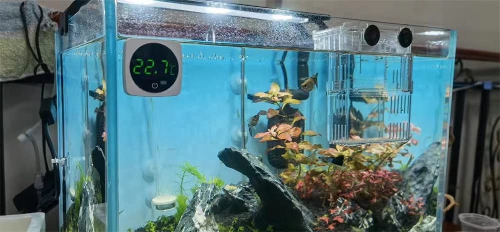 Aquarium Thermometer, LED Touch Screen Fish Tank Thermometer Accurate Stick-on Fish Tank Temperature Sensor for Fish Turtle Betta Fish Amphibians Reptiles