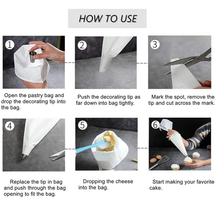 Pastry Bags Set 5 Pack of Cake Decorating Bags Icing Piping Bags Reusable for Multiple Sizes(8in 10in 12in 14in 16in)-Lolifun