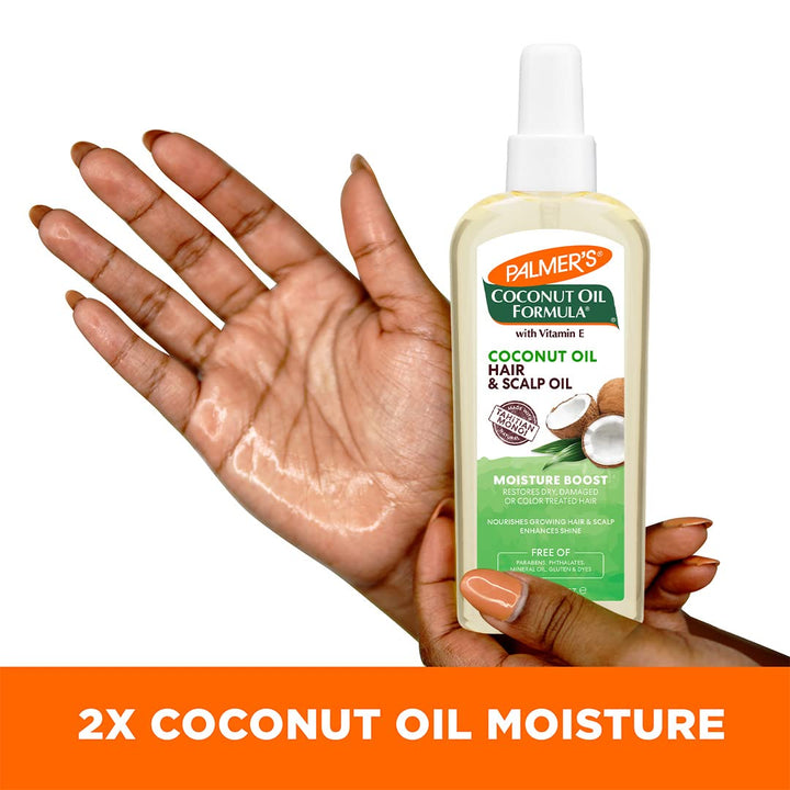 Palmer&#39;s Coconut Oil Moisture Boost, Restorative Hair and Scalp Oil Spray, Lasting Hydration and Shine for Dry or Damaged Hair, Promotes Scalp Health, 5.1 Oz