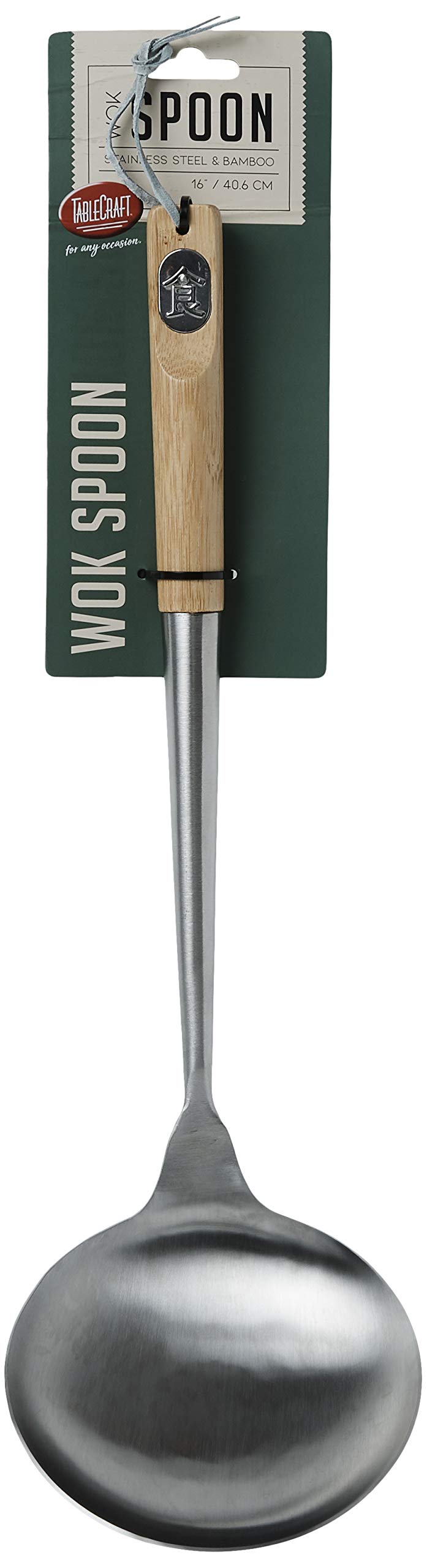 Wok Spoon with Bamboo Handles, 16, Brown