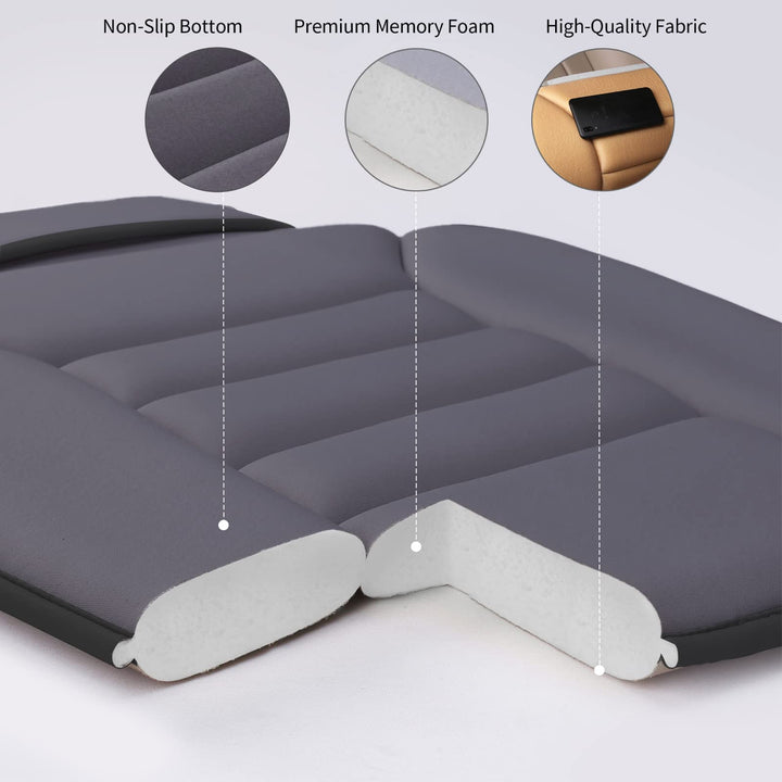 Premium Car Seat Cushion, Driver Seat Cushion with Comfort Memory Foam &amp; Non-Slip Rubber Bottom, Car Seat Pad Works with 95% of Vehicles and Office Chair or Home (Grey)