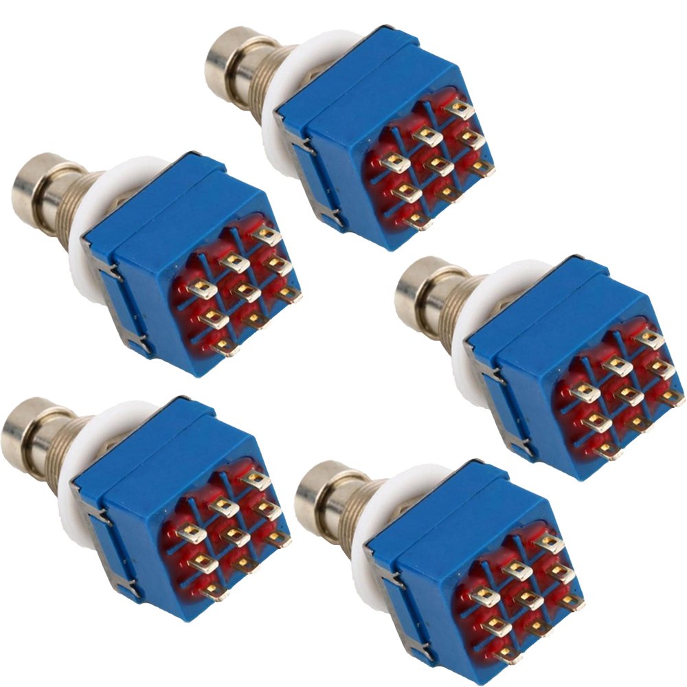 3PDT 9 Pins Box Stomp Guitar Effect Pedal Foot Switch True Bypass Metal Pack of 5