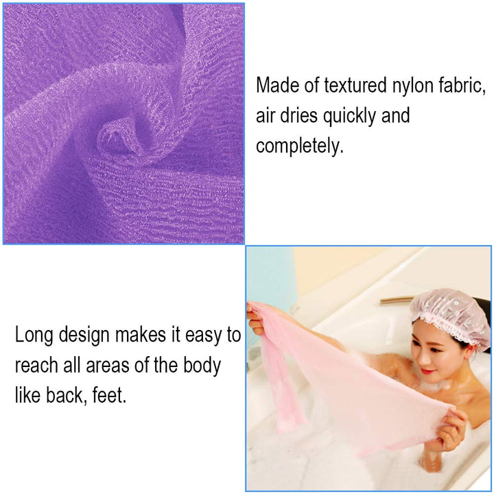 5 Pieces Beauty Skin Bath Wash Towel Long Exfoliating Nylon Bath Cloth Towel, Magic Shower Washcloth for Body, 35 inches (5 Colors)