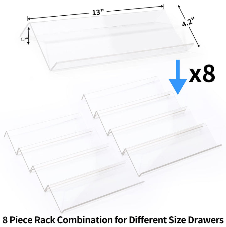 MIUKAA Clear Acrylic Spice Drawer Organizer, 4 Tier- 2 