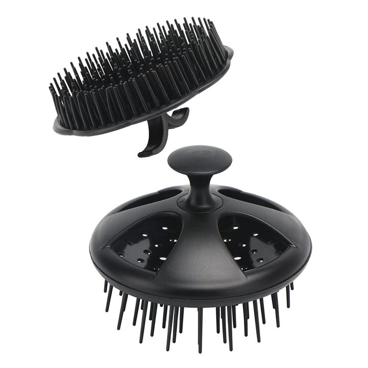 Shampoo Brush, 2 pcs Scalp Massager Floriated Shower Comb Long Short Teeth Set for Curly Hair, Scalp Massage Brush for Hair Growth Beard Brush Pet Grooming Wet Dry Hair Care Brushes Black