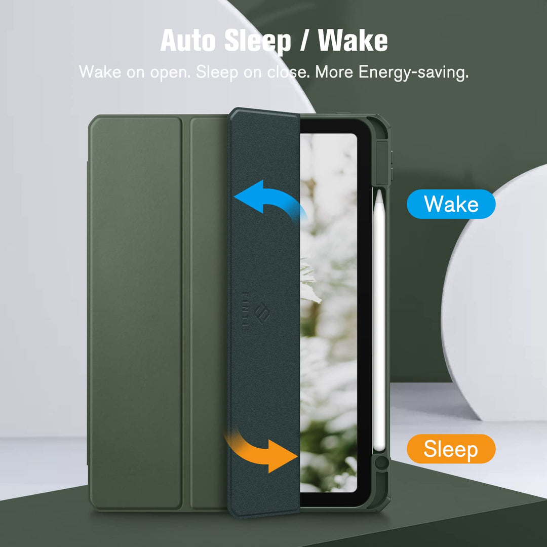 Slim Case for iPad Air 11-inch M2 (2024), iPad Air 5th Generation (2022) / iPad Air 4th Gen 10.9 Inch -Shockproof Cover with Clear Back Shell &amp; Pencil Holder, Emerald Marble