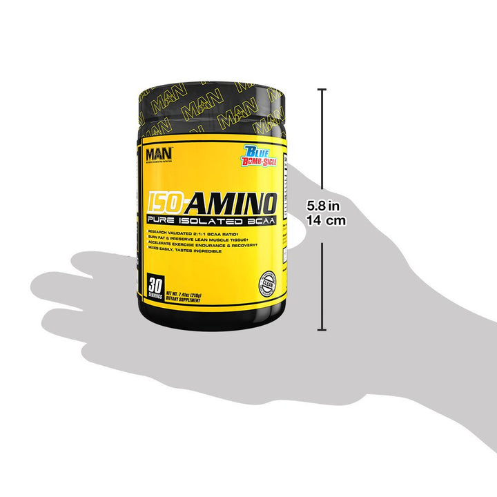 Man Sports ISO-Amino BCAA Amino Acid Powder, Blue Bomb-Sicle, 30 Servings, 210 Grams
