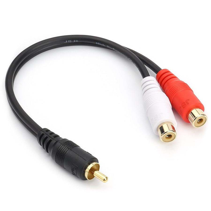 JSJ RCA (M) to 2 RCA (F) Stereo Audio Y Adapter Subwoof