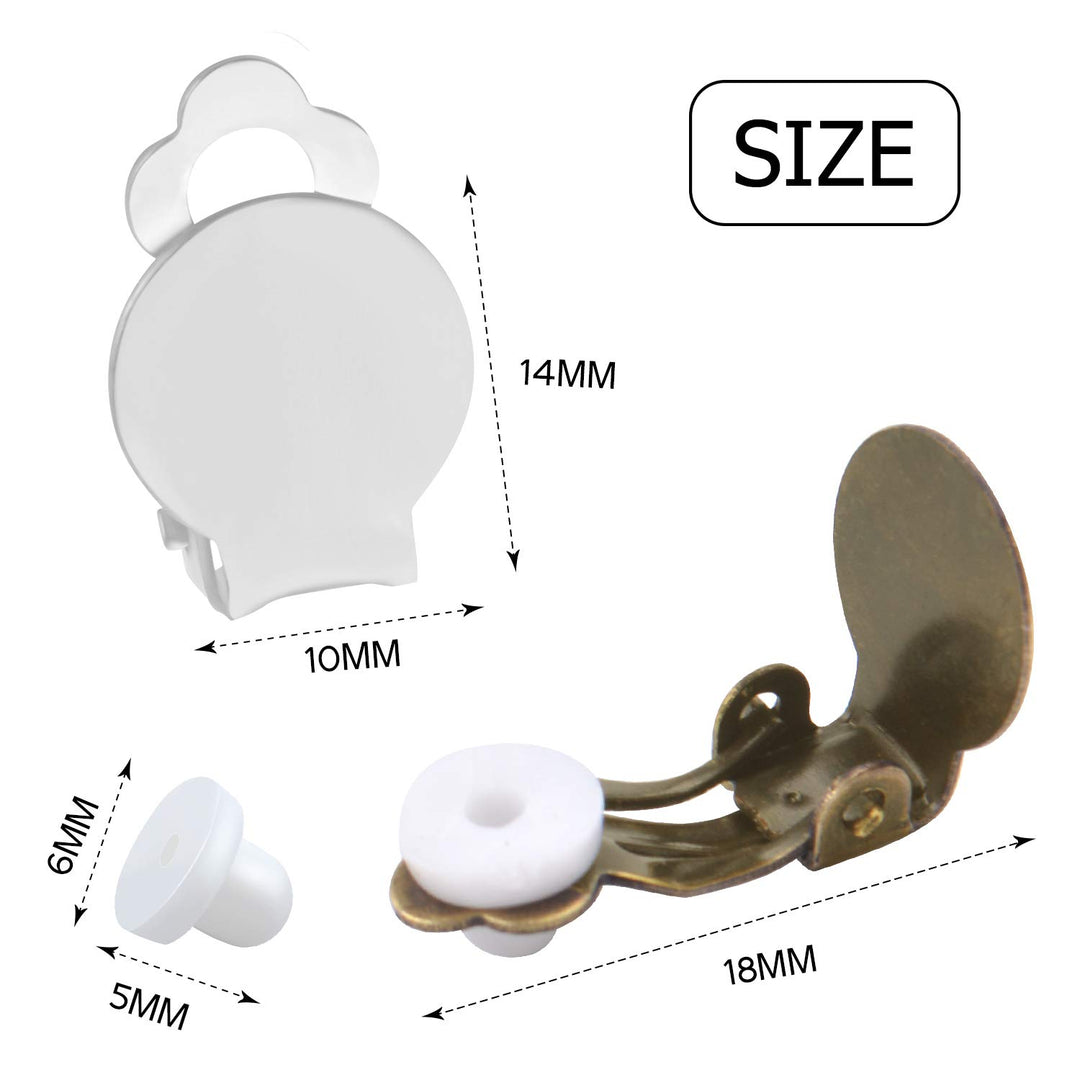 Clip-on Earring Findings, 20pcs (10 Pairs) Round Flat T