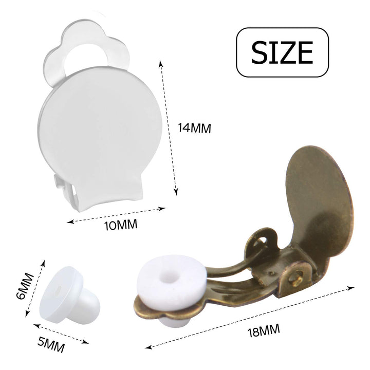Clip-on Earring Findings, 20pcs (10 Pairs) Round Flat T