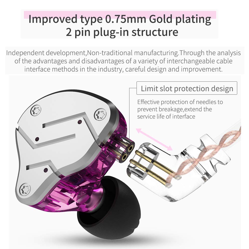 KZ ZSN Earphone with 1BA and 1DD, KZ High Fidelity in Ear Earbuds High Resolution in Ear Monitor Headphone 0.75mm 2 pin Cable, Noise Cancelling KZ Headphone (Cyan, with Mic)…