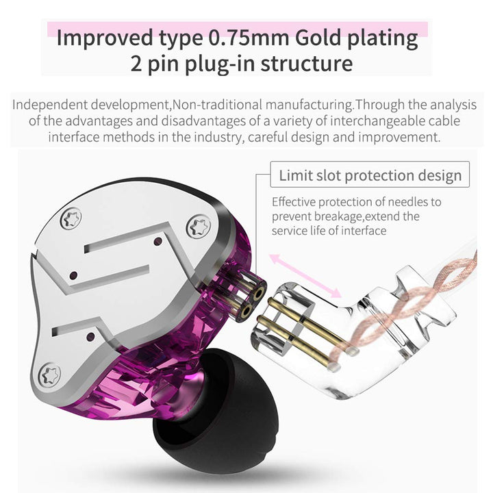 KZ ZSN Earphone with 1BA and 1DD, KZ High Fidelity in Ear Earbuds High Resolution in Ear Monitor Headphone 0.75mm 2 pin Cable, Noise Cancelling KZ Headphone (Cyan, with Mic)…