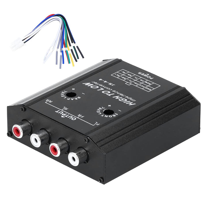 Audio Converter, 12V 4 Channel Audio Impedance Converter High to Low Line Car Stereo Radio Speaker Frequency for Hosts Without Low Frequency (RCA) Output
