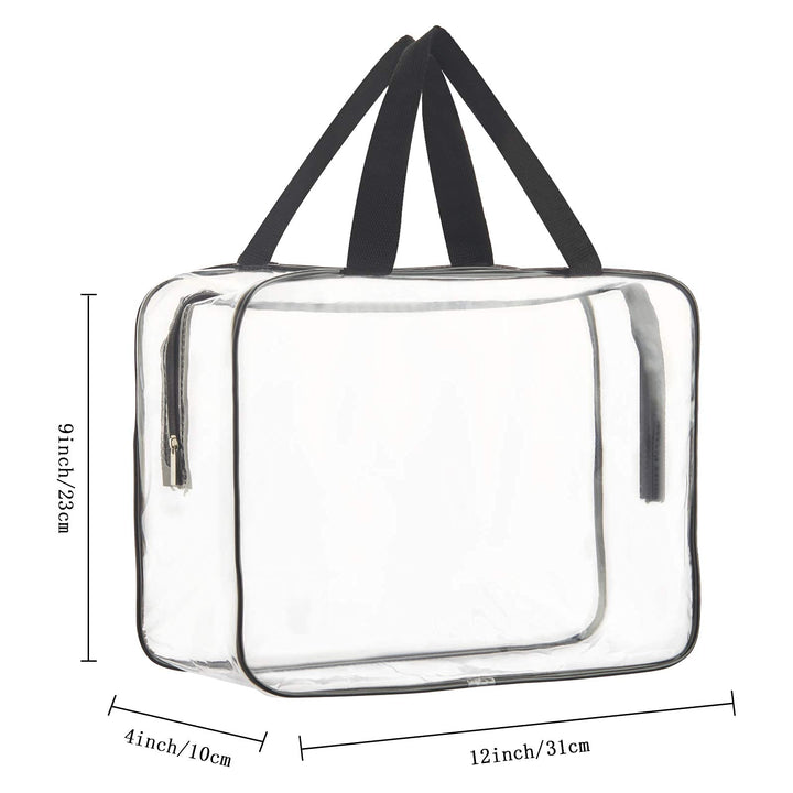 2 Pieces Large Clear Makeup Cosmetic Toiletry Organizer Bag, Clear Plastic Tote Bags, Waterproof Transparent Small Clear Handbag Purse
