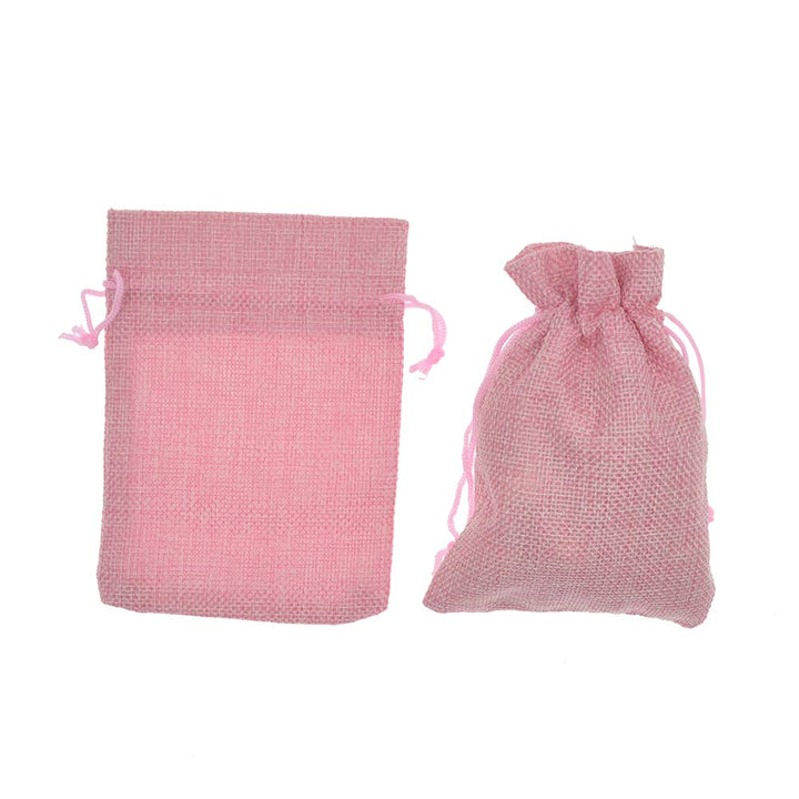 Bezall 20pcs Drawstring Burlap Jute Sacks Jewelry Candy Pouch Christmas Wedding Party Favor Gift Bags (Pink, 2.7 x 3.5)