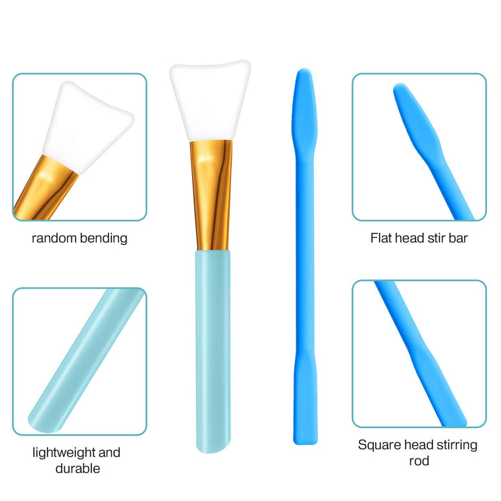 12 Pcs Silicone Stir Sticks Kit, Silicone Epoxy Brushes, Silicone Stir Tool Sticks, Mixing Spoon, Silicone Scraper DIY Crafts Tools for Resin Epoxy Liquid Paint(Bright Color)