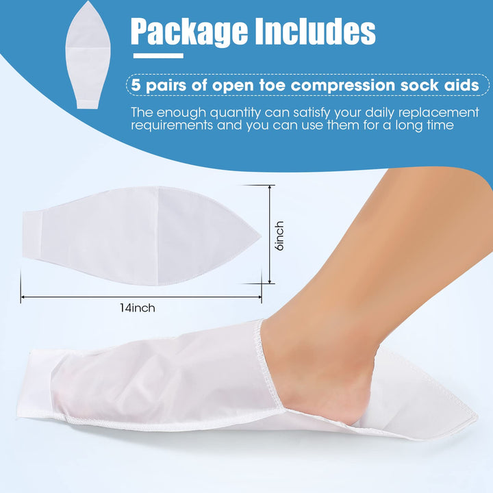 10 Pieces Easy Slide Open Toe Compression Sock Aid Slip Stocking Applicator Open Toe Compression Stockings for Assist Putting on for Elderly, Disabled, Pregnant Women or Men