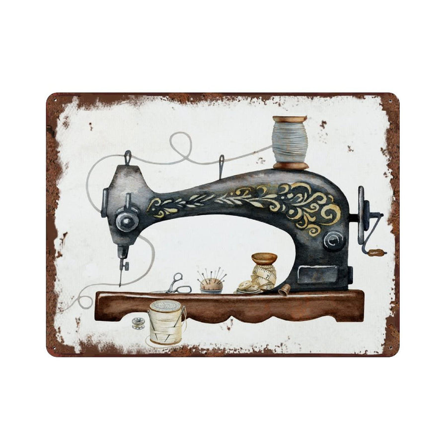 Vintage Sewing Machine Vintage Tin Sign Sewing Vintage Tin Sign Craft Room Vintage Decor Sewing Room Sign 5.5x8 Inch