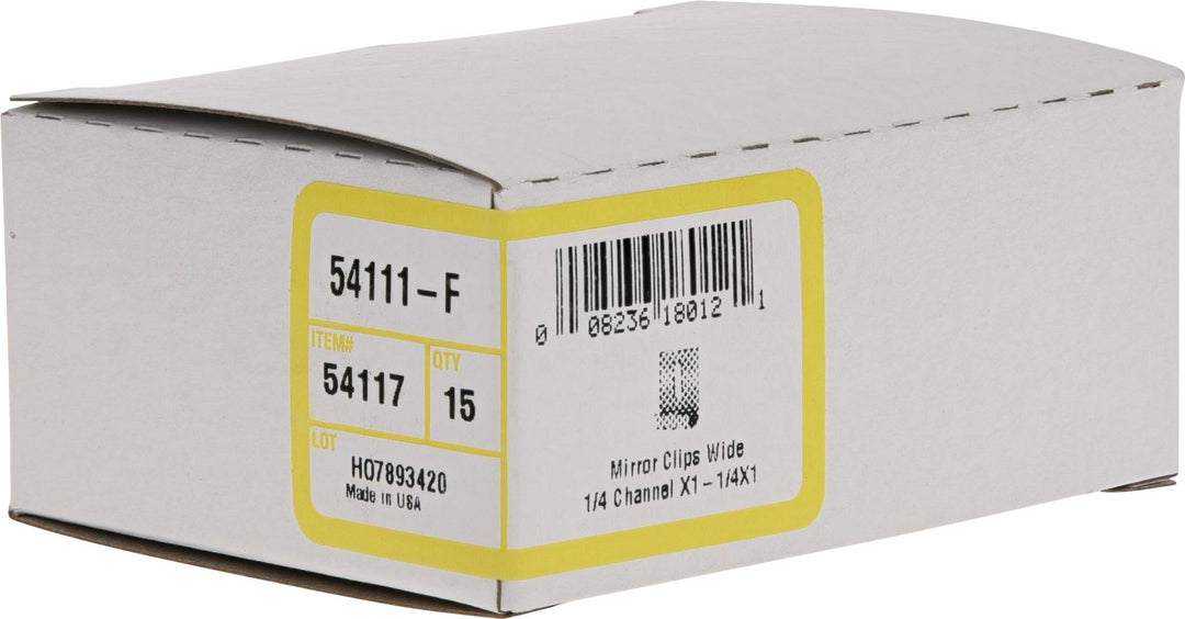 Hillman 54117 Wide Channel Metal Mirror Clips (1/4 x 1 x 1-1/2) - 15 Pieces,Silver