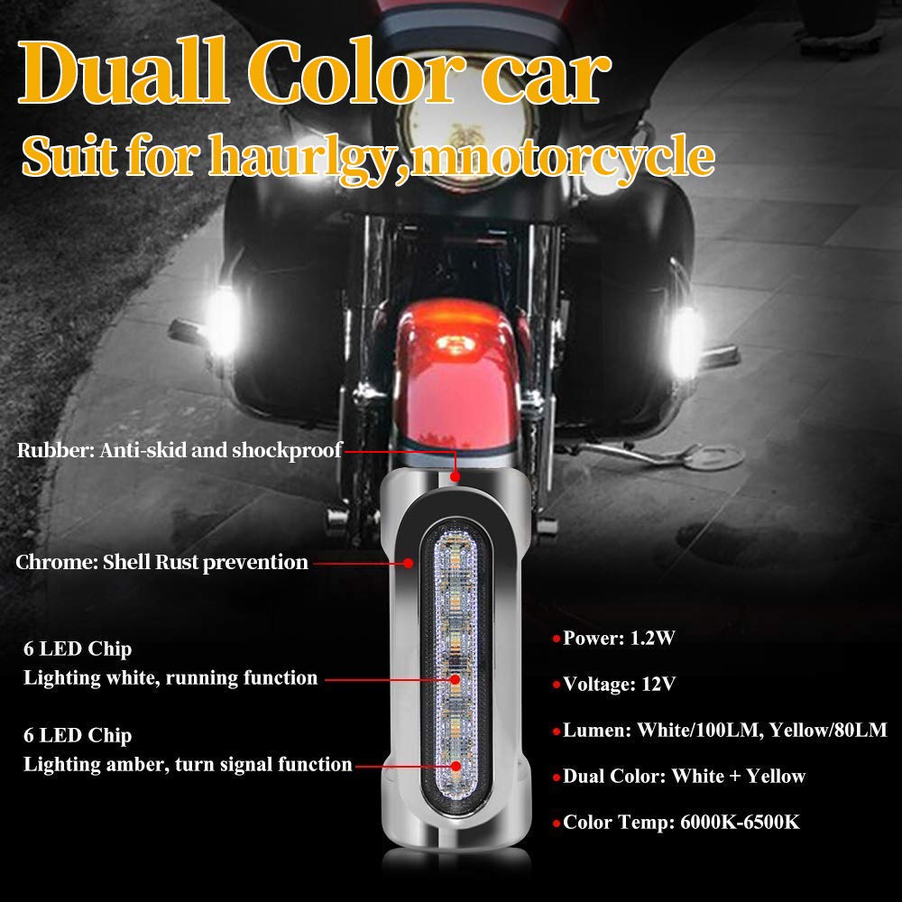 Motorcycle Highway Bar Lights Switchback Driving Crash Bar Lights Motorcycle Driving Lights Led Turn Signal Lights for 1-1/4 inch Crash Bar Touring Driving Lights Bikes (Silver)