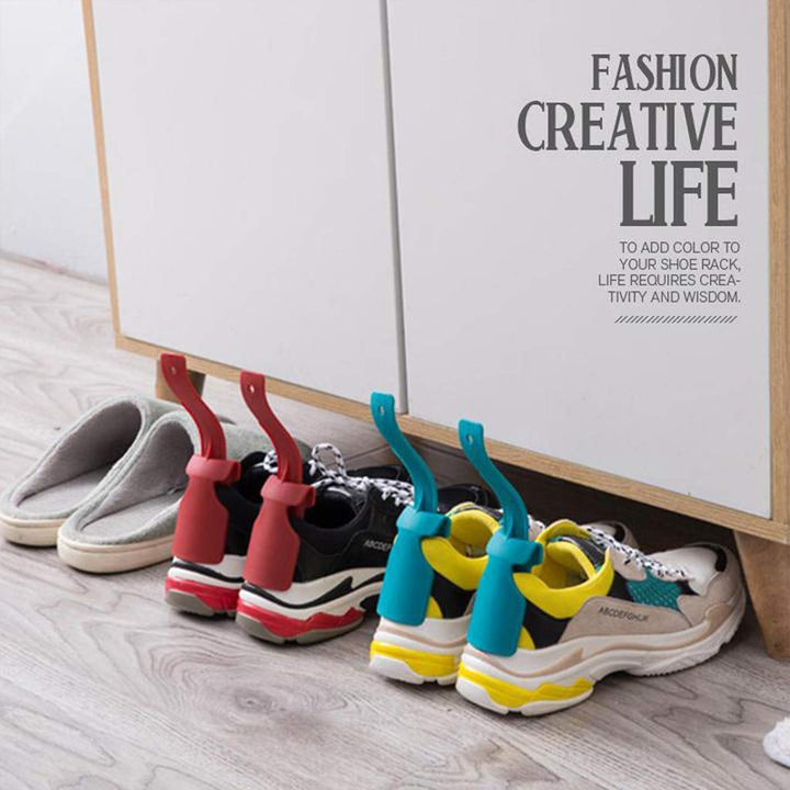 Lazy Shoes Helper for Easy to Wear Shoes, Portable Shoe Lifting Helper for Men, Women and Kids, Sock Slider Handled Shoe Horn for Seniors, Elderly, Disabled - Perfect for Everyday Use(2 Pcs) (RED2)