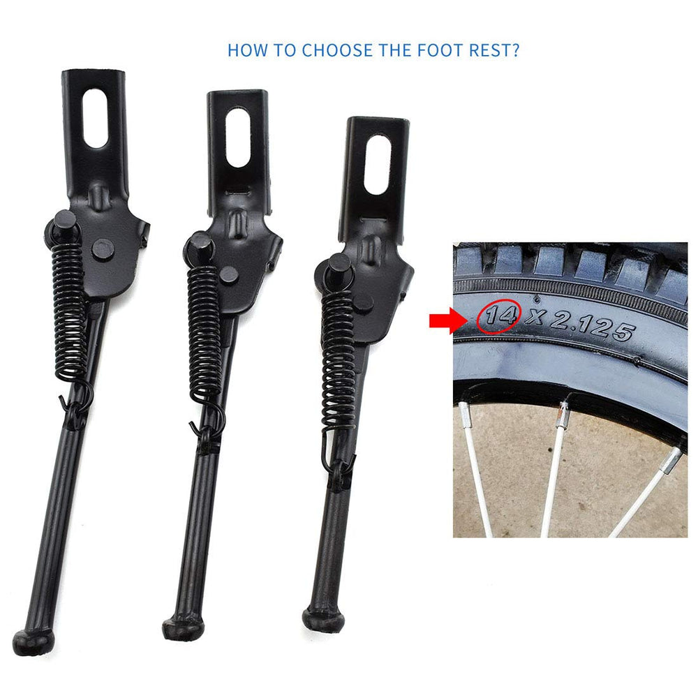 Bike Kickstand for Kid's Bicycle 14 Rear Wheel Adjustable Mounting Premium Steel Bike Stand Children Bicycle Stand Support with Torsion Spring