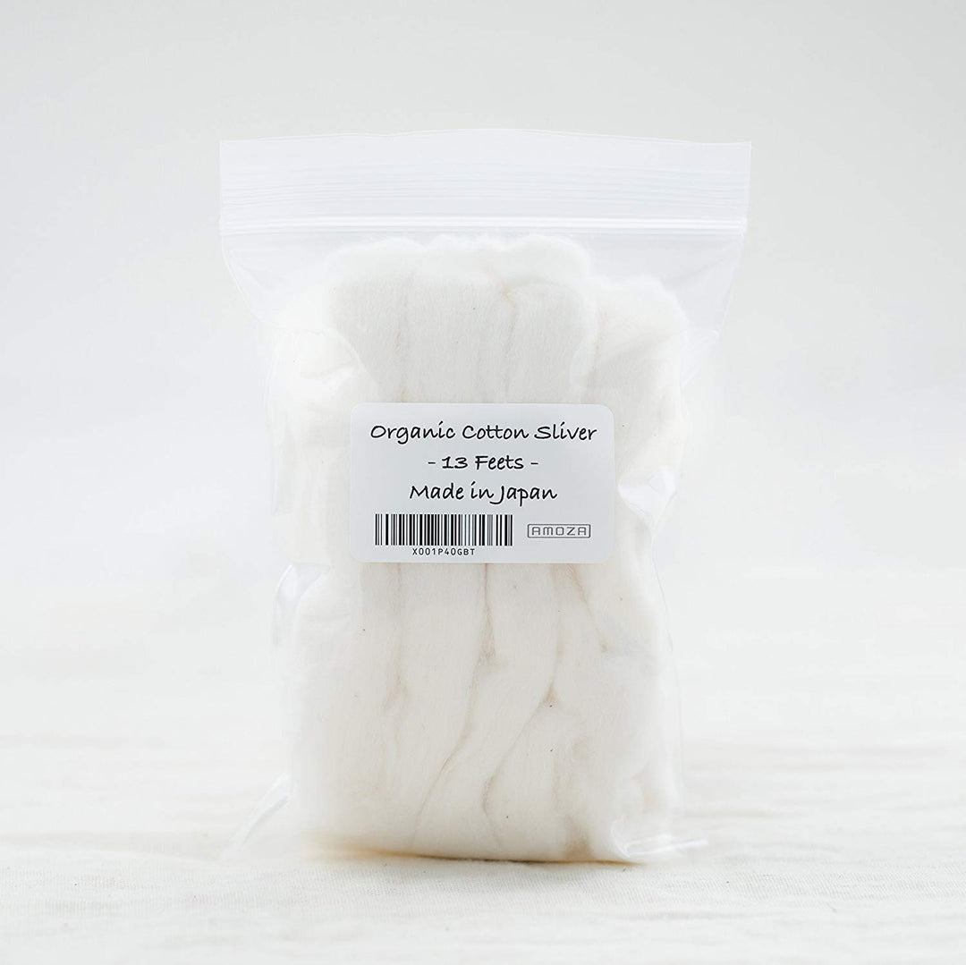 Japanese Organic Cotton Sliver 13 Feets 100% Organic Unbleached [Made in Japan] (8 Packs)