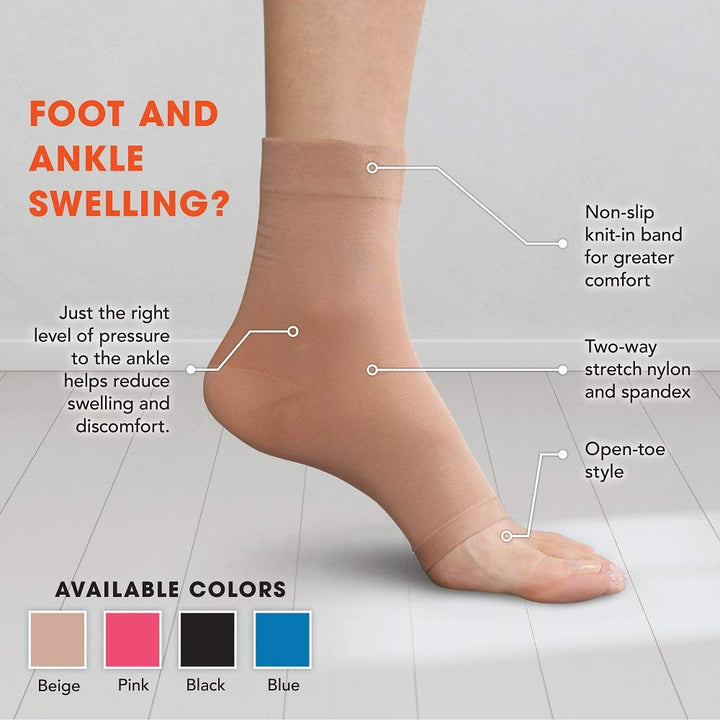 Small, Beige : Ease Men&#39;s and Women&#39;s Open-Toe Anklet (20-30mmHG), Beige, Small