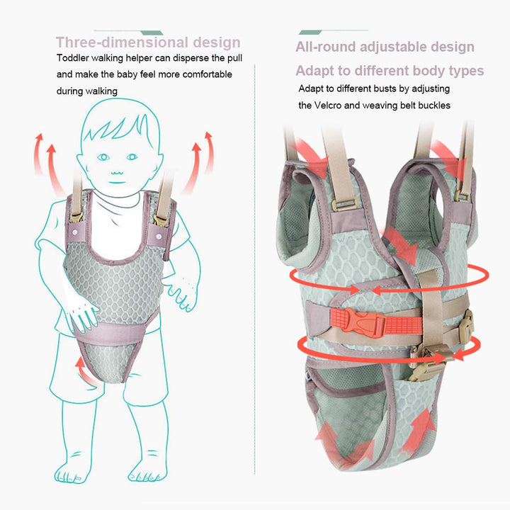 ORANGEHOME Baby Walker Toddler Walking Harness Helper and 2 Pair Knee Pads Adjustable Standing Up and Walking Learning Helper for Toddler 7-24 Months-Gray