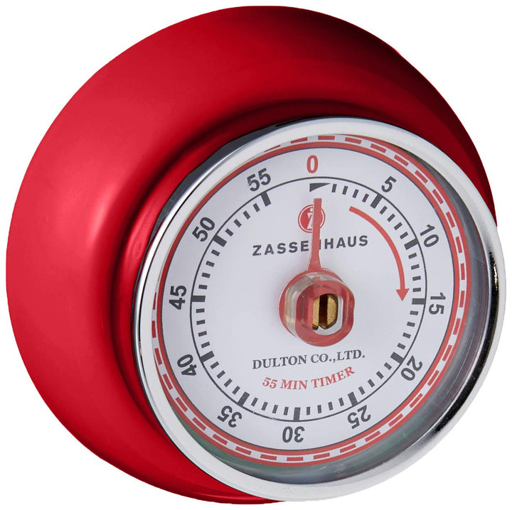 Magnetic Retro Kitchen Timer, Classic Mechanical Cooking Timer (Red), 2.75-Inch