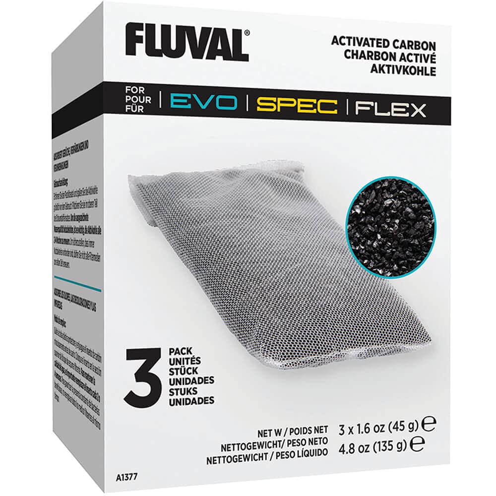 Spec/Evo/Flex Activated Carbon, Replacement Aquarium Filter Media, 3-Pack, A1377,Black
