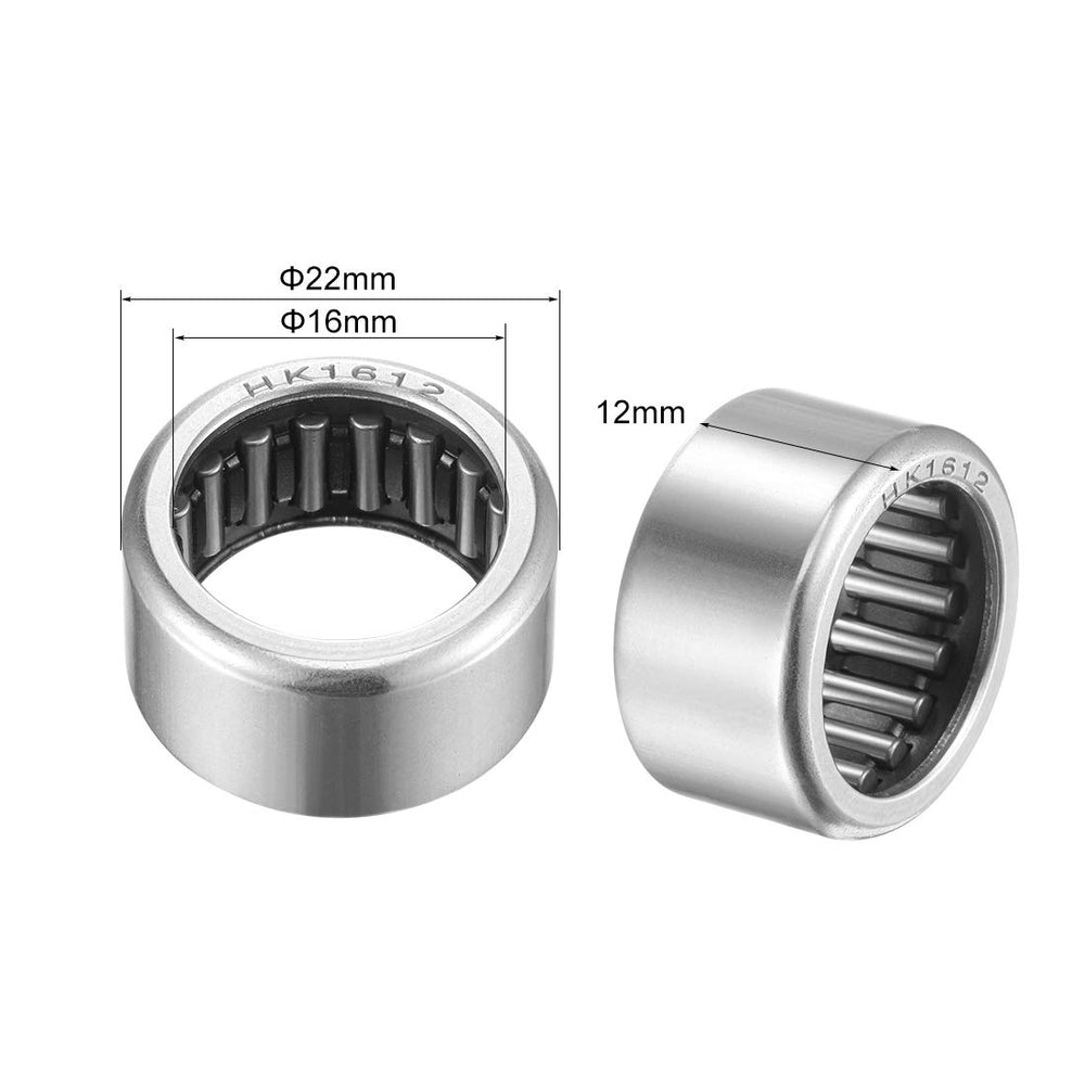 HK1612 Needle Roller Bearings 16mm Bore 22mm OD 12mm Width Chrome Steel Open End 5pcs