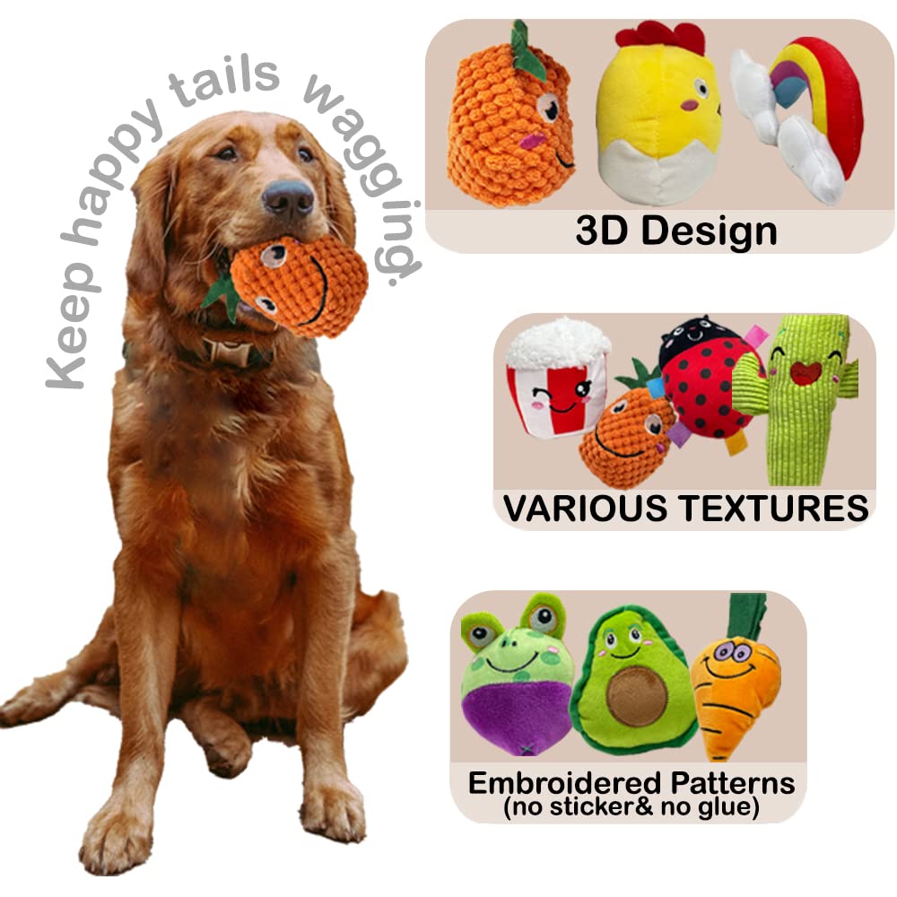18 Pack Dog Squeaky Toys Cute Stuffed Pet Plush Puppy Chew for Small Medium Pets - Bulk