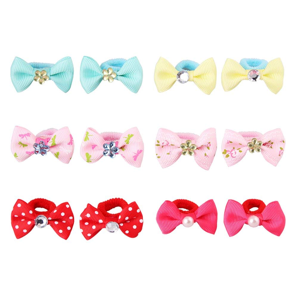 Baby Girls Bow Elastic Ties,Ponytail Holders,Hair Bands,Hair Elastics,Value Set (50 small bow for baby girl or pets)