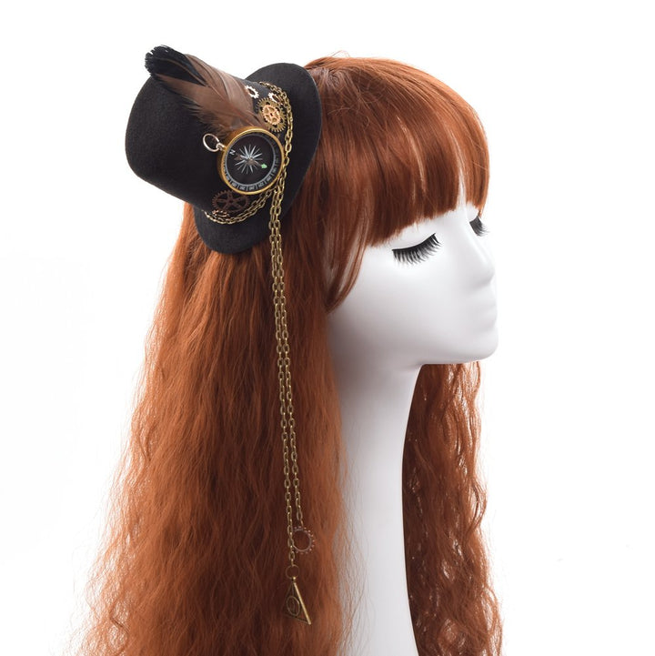 Victorian Punk Mini Bowler Hat Hair Clip Party Hat Dancing Cocktail Head Clip
