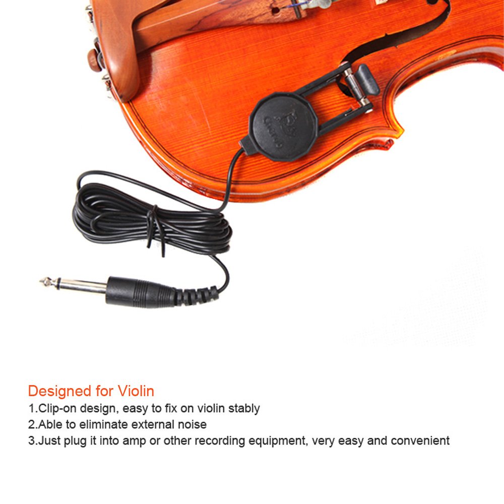 Andoer Clip-on Pickup Pick-up for Violin with 1/4 Jack 2.5M Cable Compact Professional